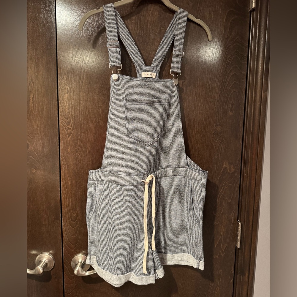 Kori Navy Striped Soft Drawstring Overalls